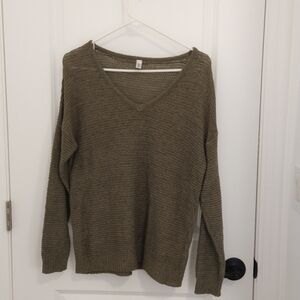Elegant V-Neck Sweater in Taupe